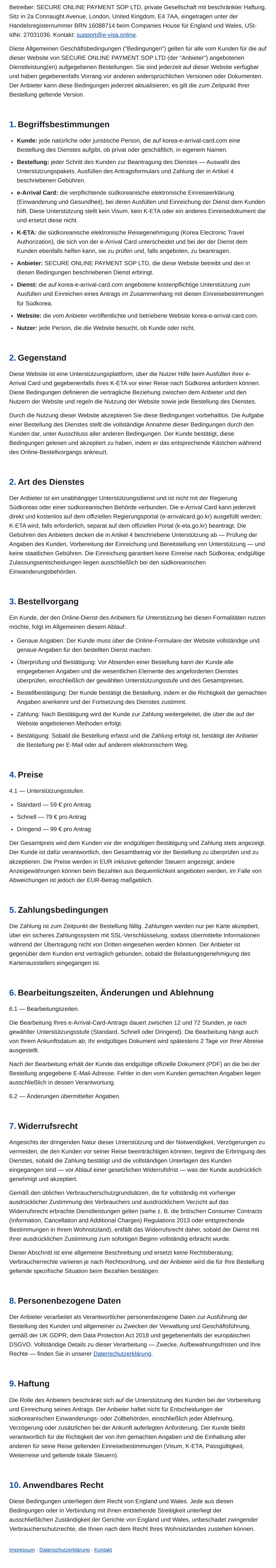 Allgemeine Geschäftsbedingungen