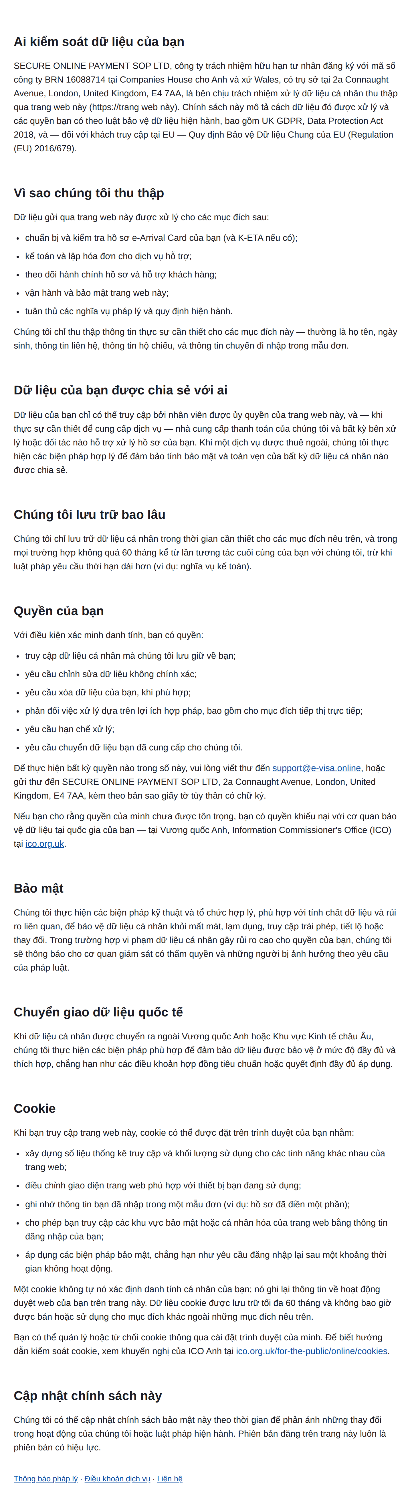 Chính Sách Bảo Mật
